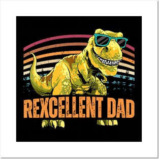 Rexcellent Dad Retro Dinosaur T-Rex Gift For Dad father day Posters and Art